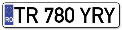 Placuta inmatriculare numar auto  TR-780-YRY, TR 780 YRY, TR780YRY