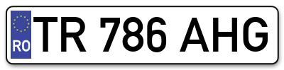 Placuta inmatriculare numar auto  TR-786-AHG, TR 786 AHG, TR786AHG