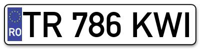 Placuta inmatriculare numar auto  TR-786-KWI, TR 786 KWI, TR786KWI