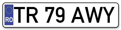 Placuta inmatriculare numar auto  TR-79-AWY, TR 79 AWY, TR79AWY