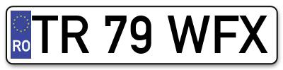 Placuta inmatriculare numar auto  TR-79-WFX, TR 79 WFX, TR79WFX