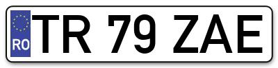 Placuta inmatriculare numar auto  TR-79-ZAE, TR 79 ZAE, TR79ZAE