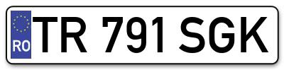 Placuta inmatriculare numar auto  TR-791-SGK, TR 791 SGK, TR791SGK