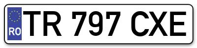 Placuta inmatriculare numar auto  TR-797-CXE, TR 797 CXE, TR797CXE