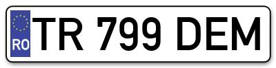 Placuta inmatriculare numar auto  TR-799-DEM, TR 799 DEM, TR799DEM