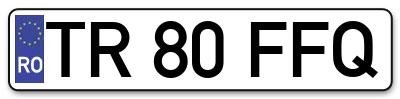 Placuta inmatriculare numar auto  TR-80-FFQ, TR 80 FFQ, TR80FFQ
