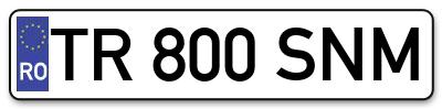 Placuta inmatriculare numar auto  TR-800-SNM, TR 800 SNM, TR800SNM