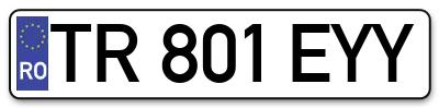 Placuta inmatriculare numar auto  TR-801-EYY, TR 801 EYY, TR801EYY