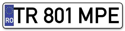 Placuta inmatriculare numar auto  TR-801-MPE, TR 801 MPE, TR801MPE
