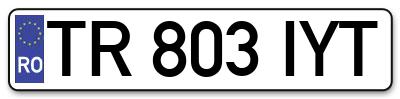 Placuta inmatriculare numar auto  TR-803-IYT, TR 803 IYT, TR803IYT