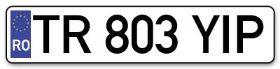 Placuta inmatriculare numar auto  TR-803-YIP, TR 803 YIP, TR803YIP