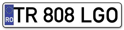 Placuta inmatriculare numar auto  TR-808-LGO, TR 808 LGO, TR808LGO