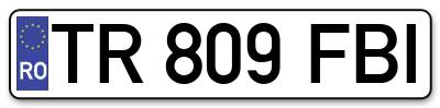 Placuta inmatriculare numar auto  TR-809-FBI, TR 809 FBI, TR809FBI