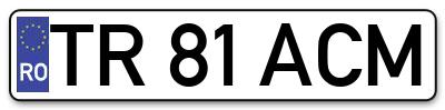 Placuta inmatriculare numar auto  TR-81-ACM, TR 81 ACM, TR81ACM