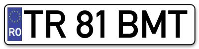 Placuta inmatriculare numar auto  TR-81-BMT, TR 81 BMT, TR81BMT