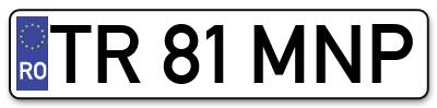 Placuta inmatriculare numar auto  TR-81-MNP, TR 81 MNP, TR81MNP