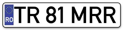 Placuta inmatriculare numar auto  TR-81-MRR, TR 81 MRR, TR81MRR