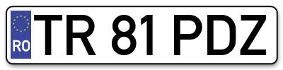 Placuta inmatriculare numar auto  TR-81-PDZ, TR 81 PDZ, TR81PDZ
