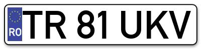 Placuta inmatriculare numar auto  TR-81-UKV, TR 81 UKV, TR81UKV
