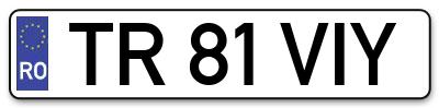 Placuta inmatriculare numar auto  TR-81-VIY, TR 81 VIY, TR81VIY