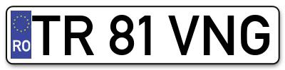 Placuta inmatriculare numar auto  TR-81-VNG, TR 81 VNG, TR81VNG