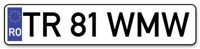 Placuta inmatriculare numar auto  TR-81-WMW, TR 81 WMW, TR81WMW