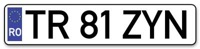 Placuta inmatriculare numar auto  TR-81-ZYN, TR 81 ZYN, TR81ZYN