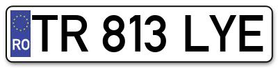 Placuta inmatriculare numar auto  TR-813-LYE, TR 813 LYE, TR813LYE