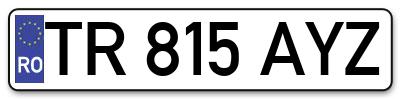 Placuta inmatriculare numar auto  TR-815-AYZ, TR 815 AYZ, TR815AYZ