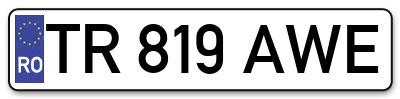 Placuta inmatriculare numar auto  TR-819-AWE, TR 819 AWE, TR819AWE