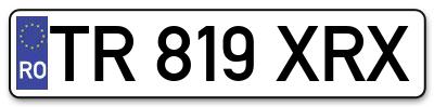 Placuta inmatriculare numar auto  TR-819-XRX, TR 819 XRX, TR819XRX