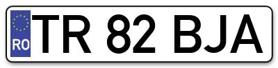 Placuta inmatriculare numar auto  TR-82-BJA, TR 82 BJA, TR82BJA