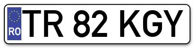 Placuta inmatriculare numar auto  TR-82-KGY, TR 82 KGY, TR82KGY