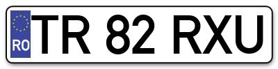 Placuta inmatriculare numar auto  TR-82-RXU, TR 82 RXU, TR82RXU