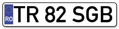 Placuta inmatriculare numar auto  TR-82-SGB, TR 82 SGB, TR82SGB