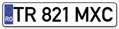 Placuta inmatriculare numar auto  TR-821-MXC, TR 821 MXC, TR821MXC
