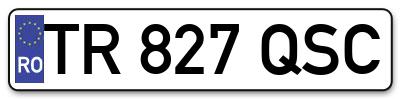 Placuta inmatriculare numar auto  TR-827-QSC, TR 827 QSC, TR827QSC