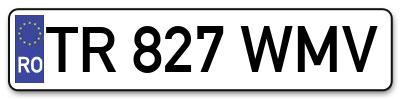 Placuta inmatriculare numar auto  TR-827-WMV, TR 827 WMV, TR827WMV