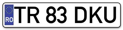Placuta inmatriculare numar auto  TR-83-DKU, TR 83 DKU, TR83DKU