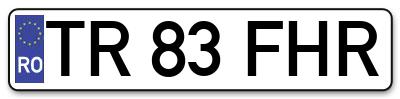 Placuta inmatriculare numar auto  TR-83-FHR, TR 83 FHR, TR83FHR
