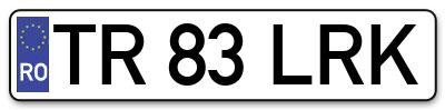 Placuta inmatriculare numar auto  TR-83-LRK, TR 83 LRK, TR83LRK