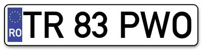 Placuta inmatriculare numar auto  TR-83-PWO, TR 83 PWO, TR83PWO