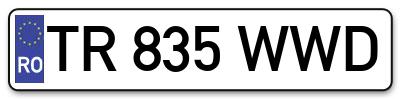 Placuta inmatriculare numar auto  TR-835-WWD, TR 835 WWD, TR835WWD