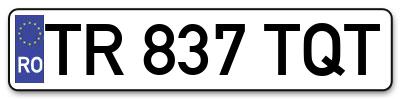 Placuta inmatriculare numar auto  TR-837-TQT, TR 837 TQT, TR837TQT