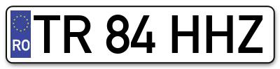 Placuta inmatriculare numar auto  TR-84-HHZ, TR 84 HHZ, TR84HHZ