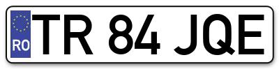 Placuta inmatriculare numar auto  TR-84-JQE, TR 84 JQE, TR84JQE