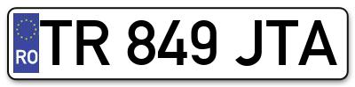 Placuta inmatriculare numar auto  TR-849-JTA, TR 849 JTA, TR849JTA