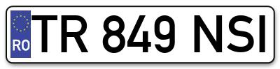 Placuta inmatriculare numar auto  TR-849-NSI, TR 849 NSI, TR849NSI