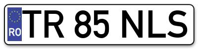 Placuta inmatriculare numar auto  TR-85-NLS, TR 85 NLS, TR85NLS