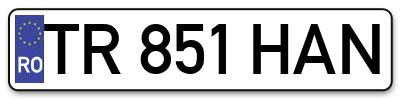Placuta inmatriculare numar auto  TR-851-HAN, TR 851 HAN, TR851HAN